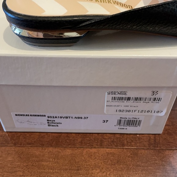 Nicholas Kirkwood Black Calfskin Beya Mules 37 - Picture 8 of 12